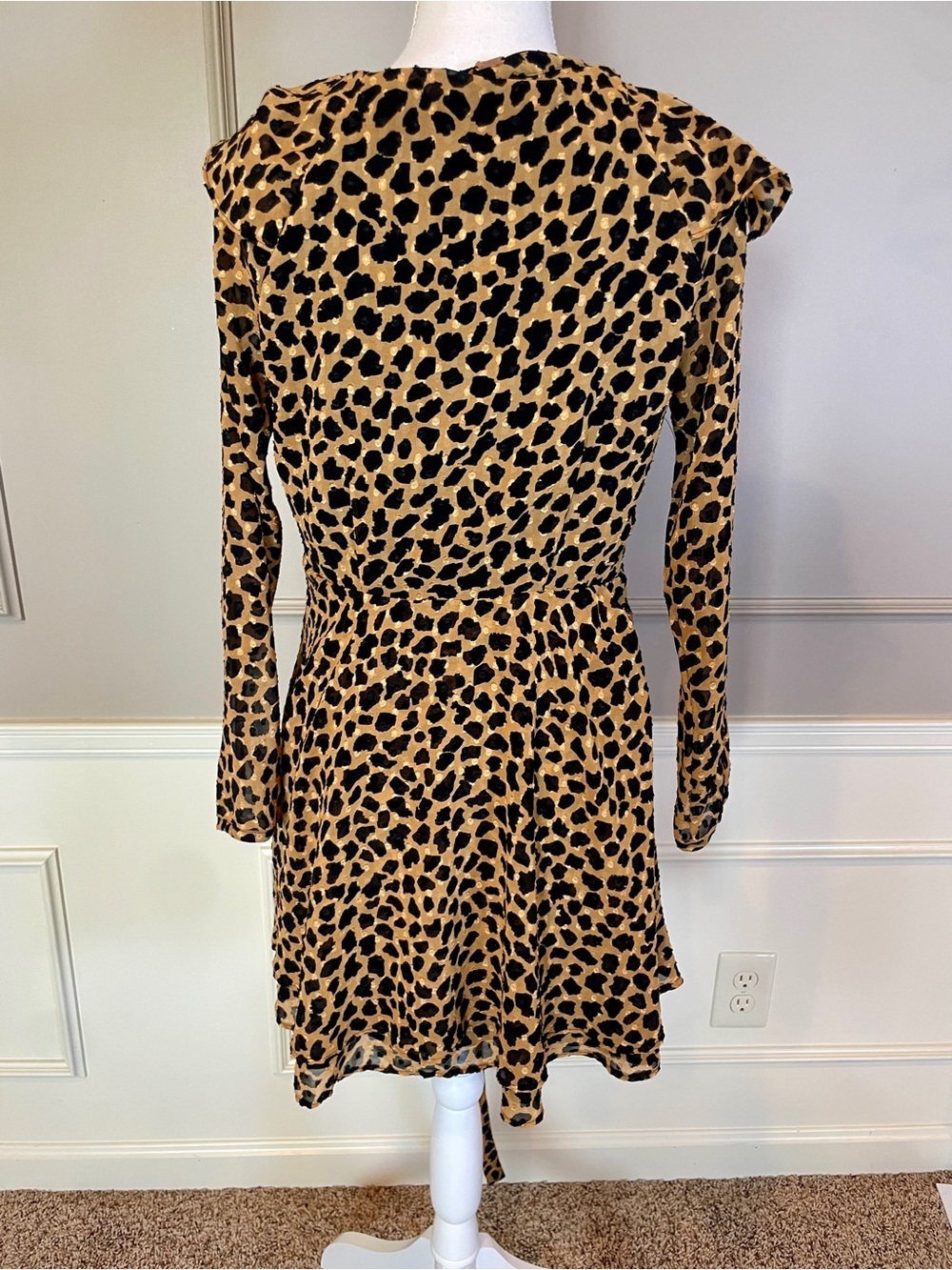 Free People Small Frenchie Leopard Print Wrap Dress Brown Black Animal - Picture 3 of 6